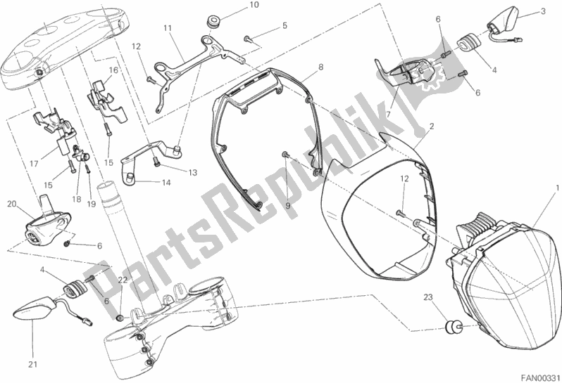 All parts for the Headlight of the Ducati Diavel Xdiavel Thailand 1260 2018